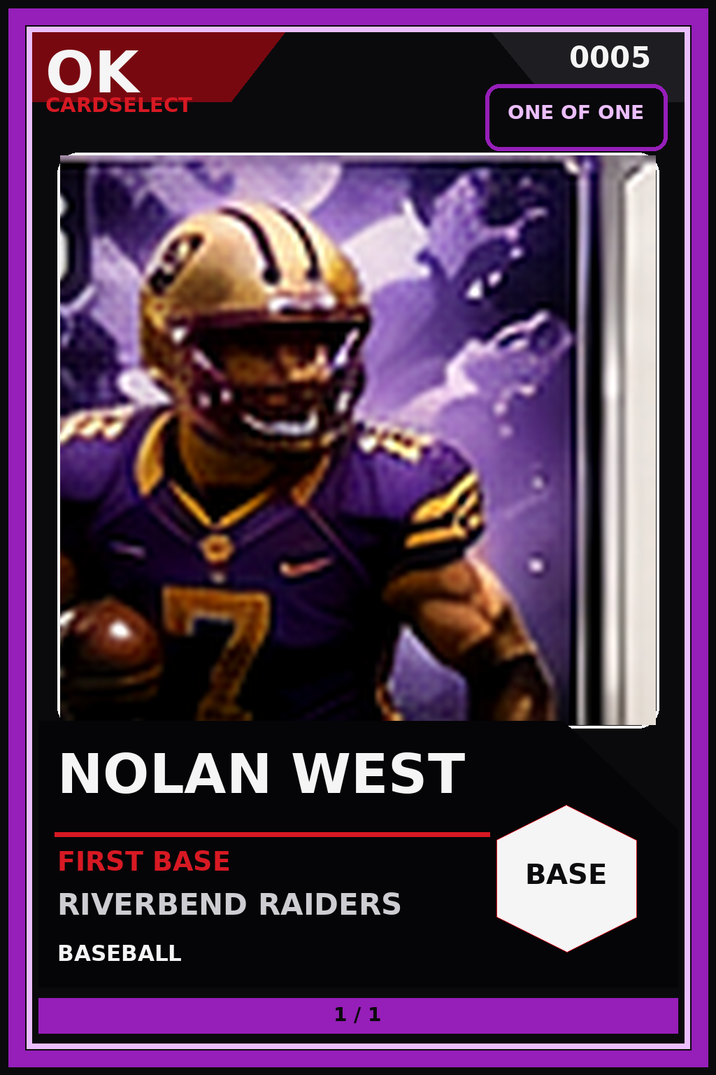 One of one Okcardselect card